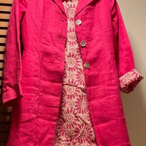 Three Islands hot pink linen blazer/dress